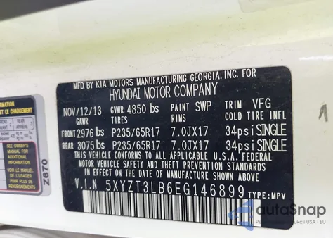 2014 Hyundai Santa Fe Sport 2.4L from USA, damaged, VIN 5XYZT3LB6EG146899